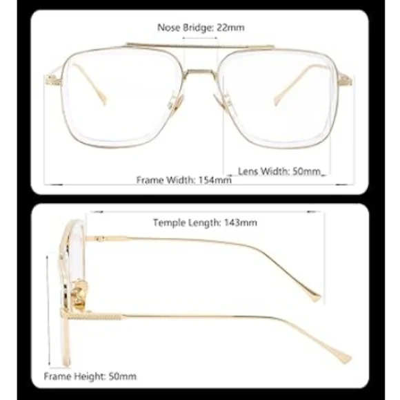 SET OF 2 Blue Light Blocking Metal Frame Non-Prescription Eyeglasses - Picture 3 of 4